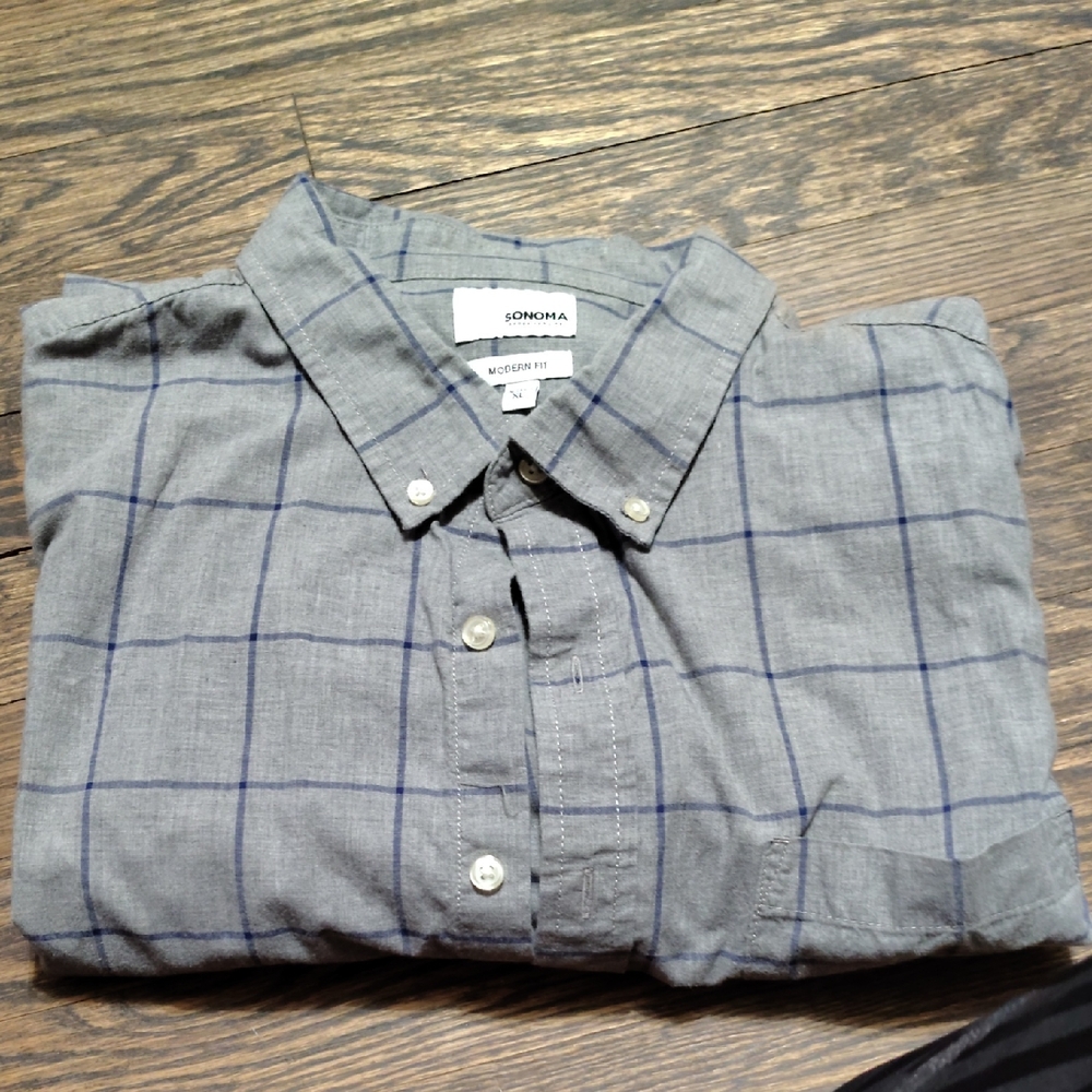 Sonoma Blue and Gray Plaid Men's Shirt